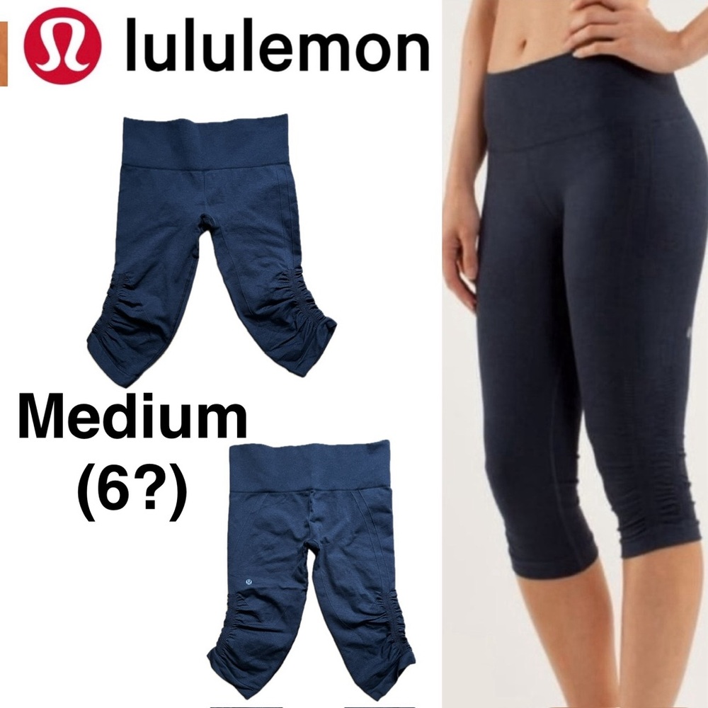 🖤The Flow Crop II Leggings by Lululemon in Black | Ruched Cropped Leggings
